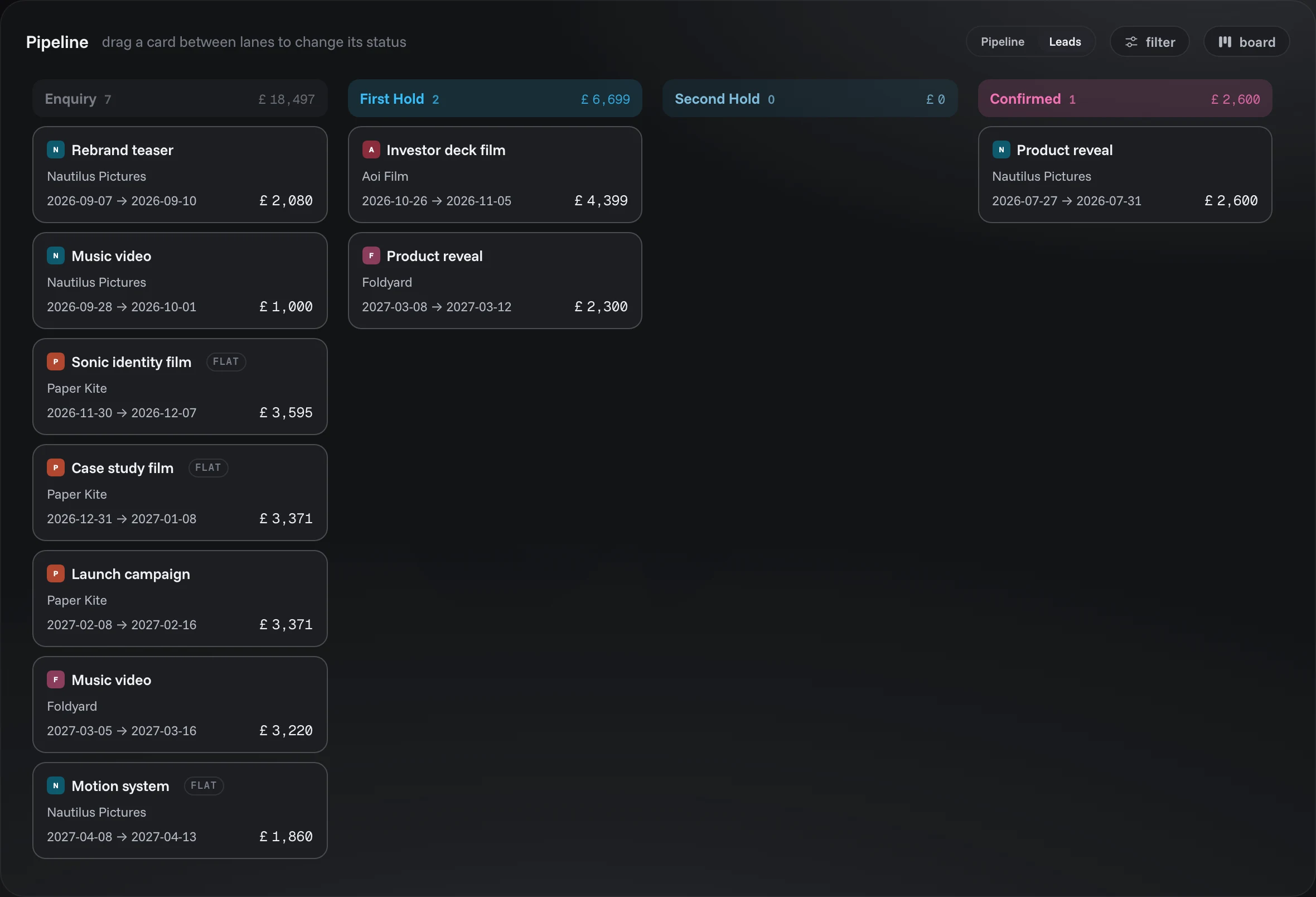 Agenda · Tablero — tema oscuro