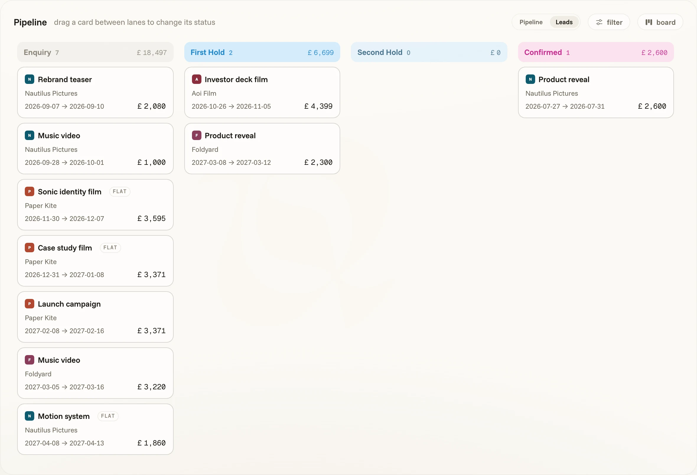 Agenda · Tablero — tema claro